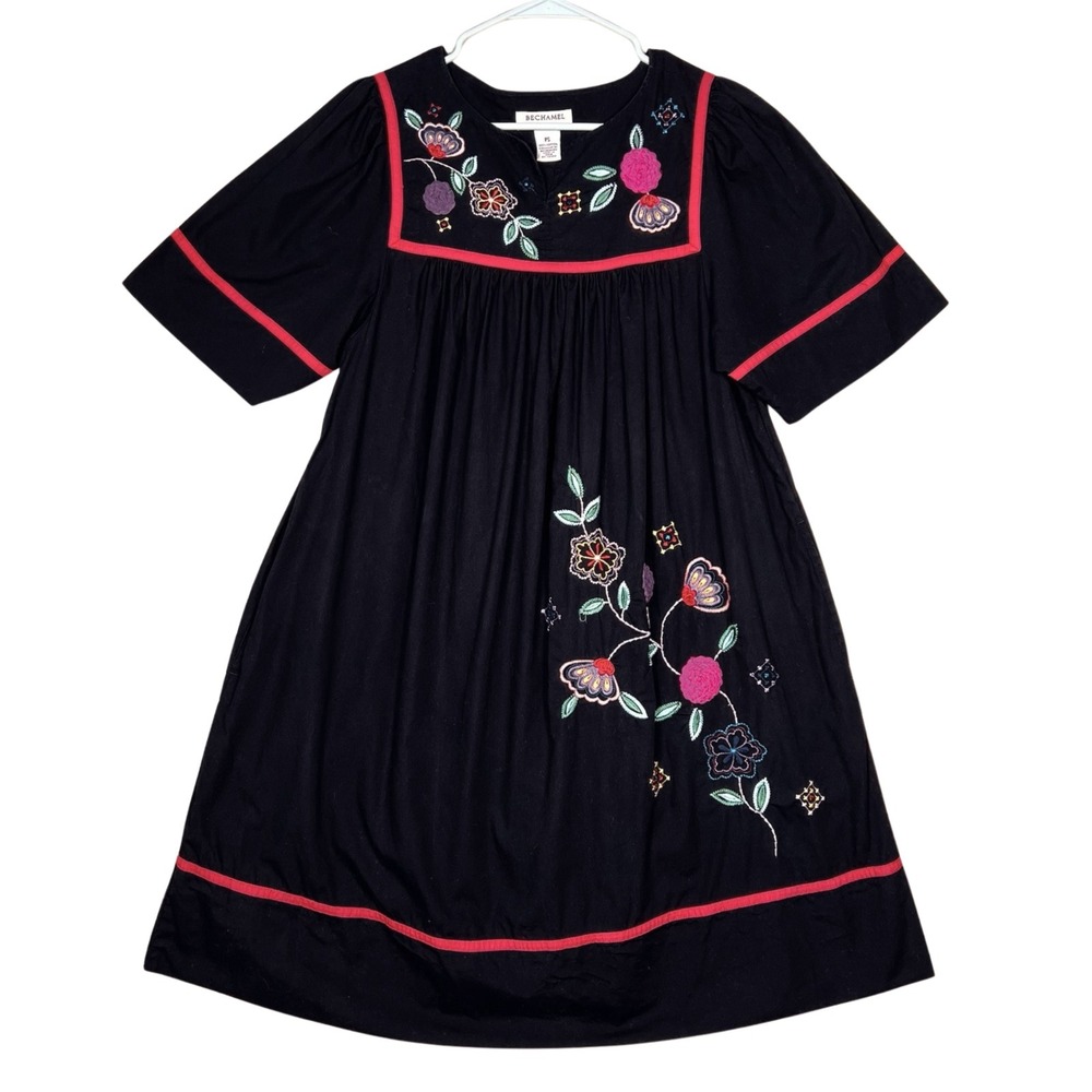 Vintage Bechamel Patio House Dress Sz S Floral Muumuu Mexican Embroidered‎